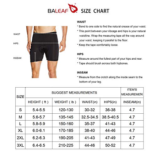 BALEAF Cycling Shorts Mens 4D Padded Mountain Bike Underwear MTB Liner Riding Breathable Bicycle Undershorts Blue L