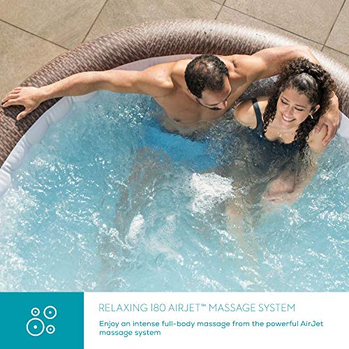 - Lay-Z-Spa St Moritz Hot Tub | 180 AirJet Massage System | Rattan Design | Inflatable Spa with Freeze Shield | 5-7 Person -