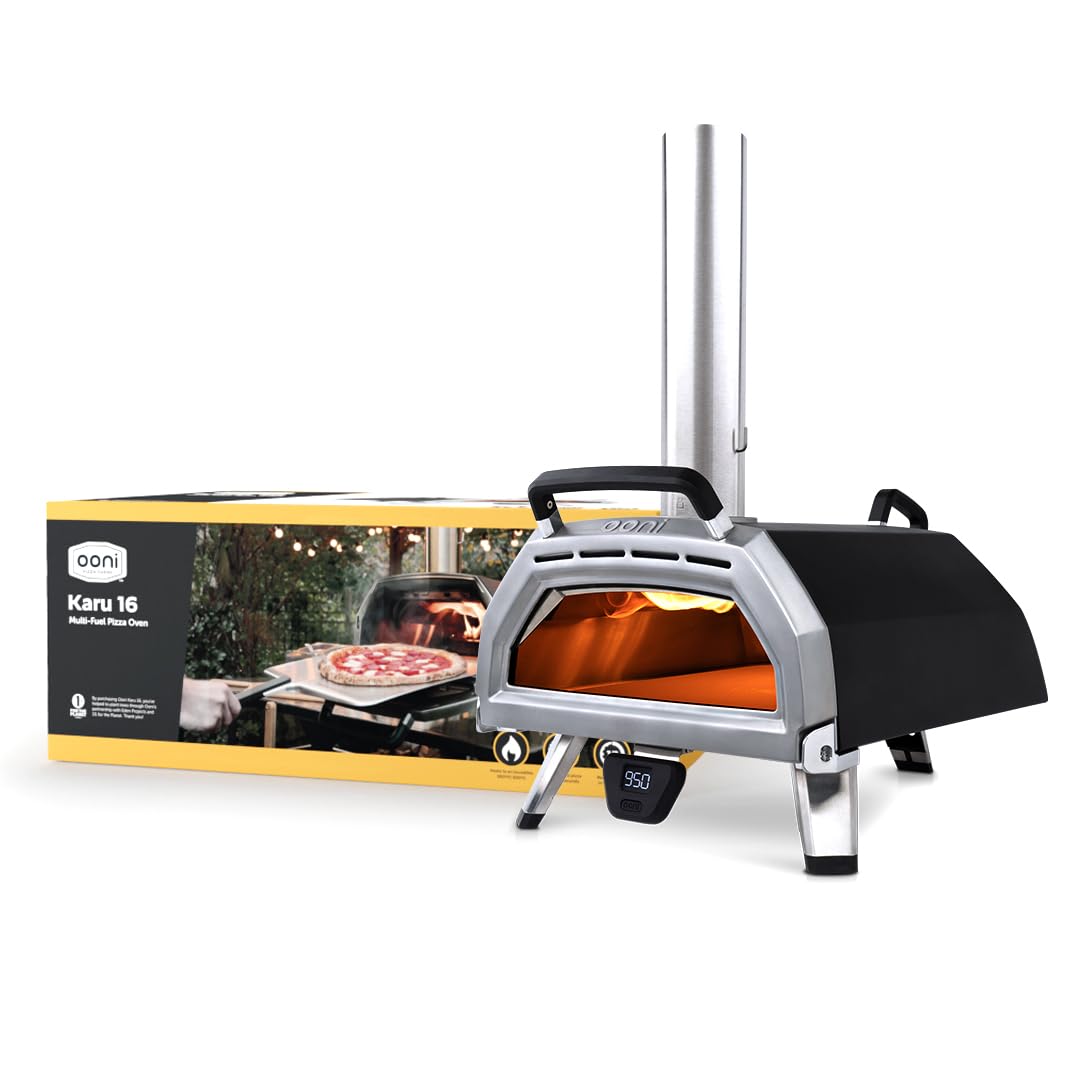 - Ooni Karu 16 Multi-Fuel Outdoor Pizza Oven | Wood and Gas Outdoor Pizza Oven with Pizza Stone & Intergrated Thermometer -
