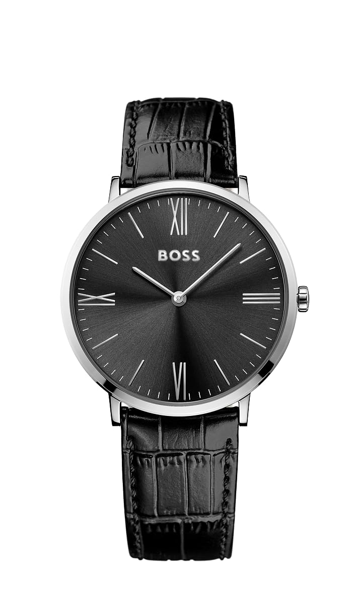 BOSS Analogue Quartz Watch for Men with Black Leather Strap - 1513369