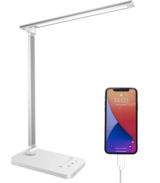 - Qualore Desk Lamp |LED Table Lamps | USB Charging Port | 5 Color Mode -