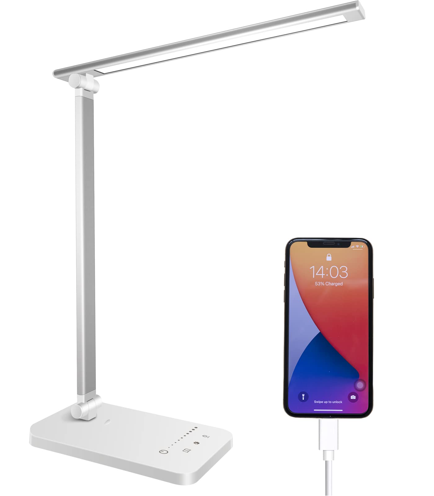 - Qualore Desk Lamp |LED Table Lamps | USB Charging Port | 5 Color Mode -