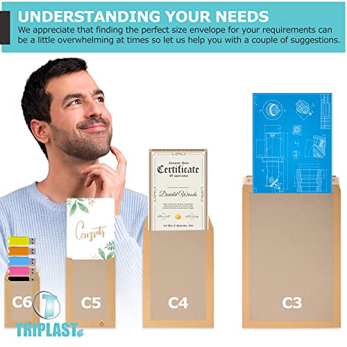 - Triplast Manilla Hard Board Back Envelopes | Pick Qty & Size: 10 x A4 C4 (324x229mm) -