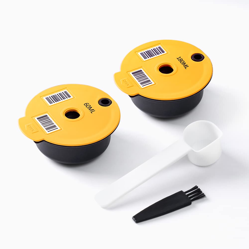 - RECAFIMIL 2 Pcs Reusable Tassimo Pods | 180ml/ 60ml Refillable Coffee Pods -