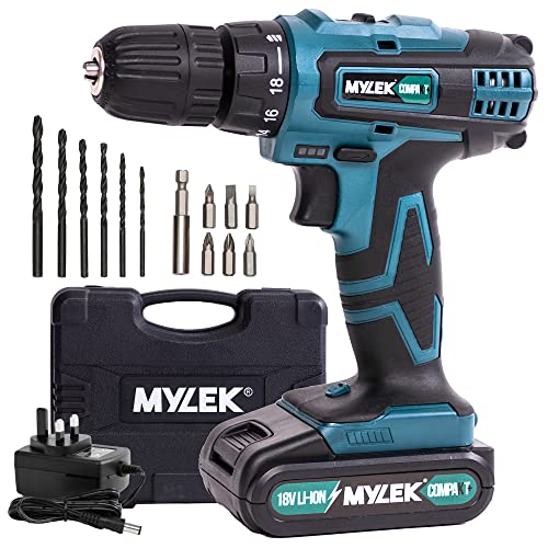 - MYLEK Cordless Drill 18V, 1300 mAh Li-Ion Driver -