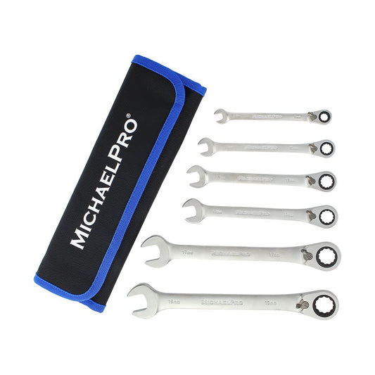 - MichaelPro MP001139 6-Piece Reversible Ratchet Spanner Set -