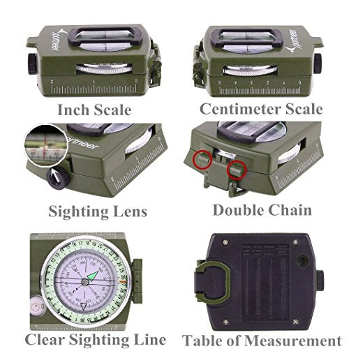 - Sportneer Compass | Hiking Compass Navigation | Waterproof Shockproof Military Compass -