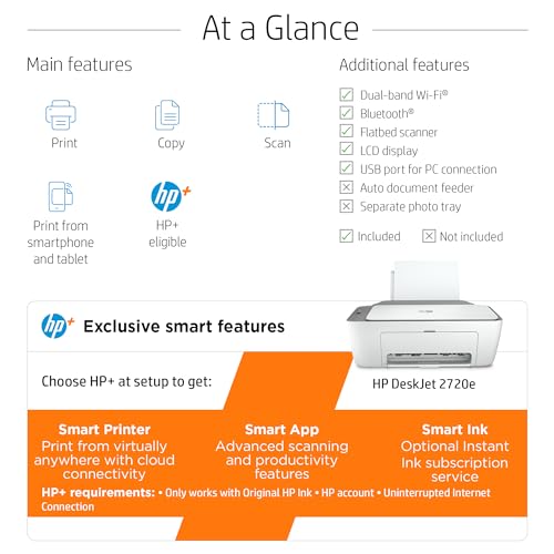 - HP DeskJet 2720e All-in-One Colour Printer | 6 months of instant Ink with HP+ -