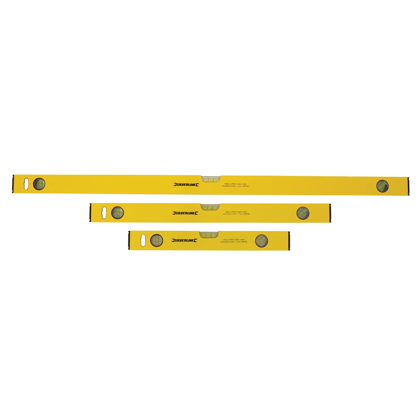 - Silverline Builders Level Set | 3pce 400, 600 & 1000mm | Yellow -