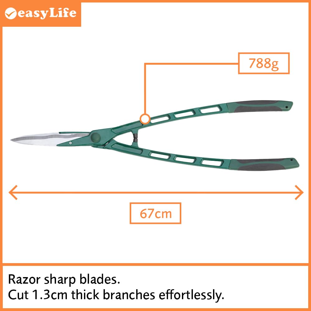 - Easylife Lightweight Hedge Shears | Garden Shears | Tree Loppers | Long-Handled Shears | 67cm Long -