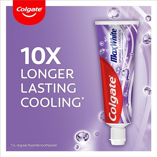 Colgate Max White Sparkle Diamonds Toothpaste 75ml | teeth whitening toothpaste | shines enamel for whiter teeth | longer lasting freshness than regular fluoride toothpaste | fights cavities