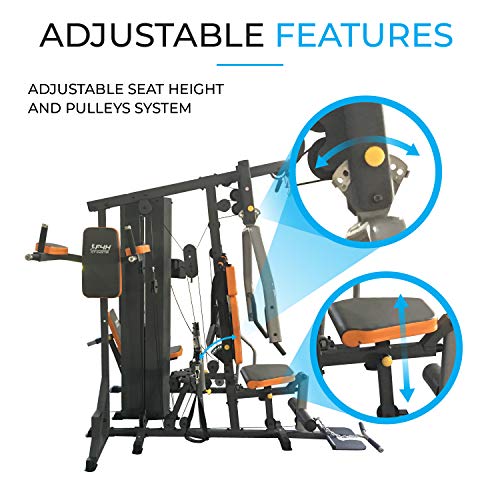- FIT4HOME Multi Gym Fitness Equipment | Exercise Machine Strength Training Body Building Heavy Duty Home Gyms Workout Stations 80KG Weight Plates Leg Press Lat Pulldown | TF3003C Free Dumbell Rack -