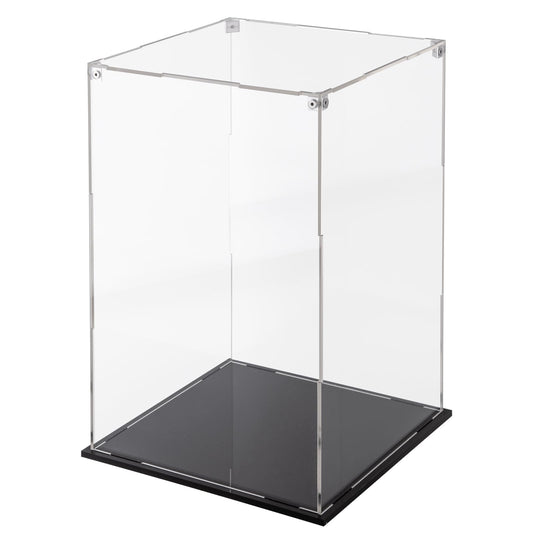 Cliselda Acrylic Display Case with Black Base, Assemble Acrylic Display Box, Acrylic Box Curiosity Cube Plastic Dustproof Showcase for Display Collectible Action Figures Toys (20x20x30 cm)