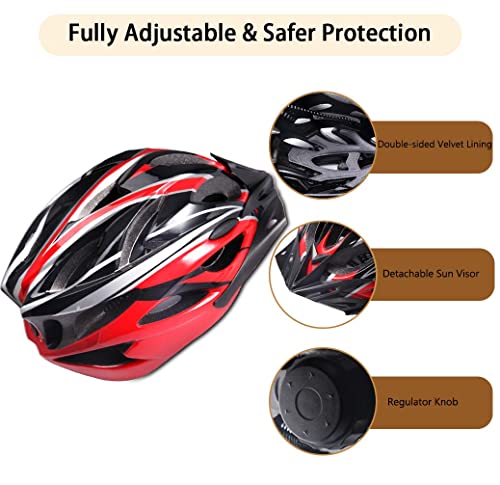 Bike Cycle Helmet with Visor Snood Face Mask Waterproof bundle pocket Adjustable Lightweight Allround Cycling Bicycle helmets Accessories for BMX Skateboard MTB Mountain Road Bike Men Women Ladies