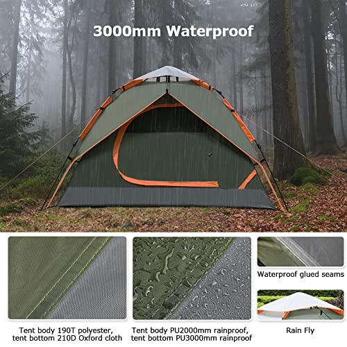 - Gysrevi Camping Tent | 3 Man Instant Pop Up Tent | Waterproof -