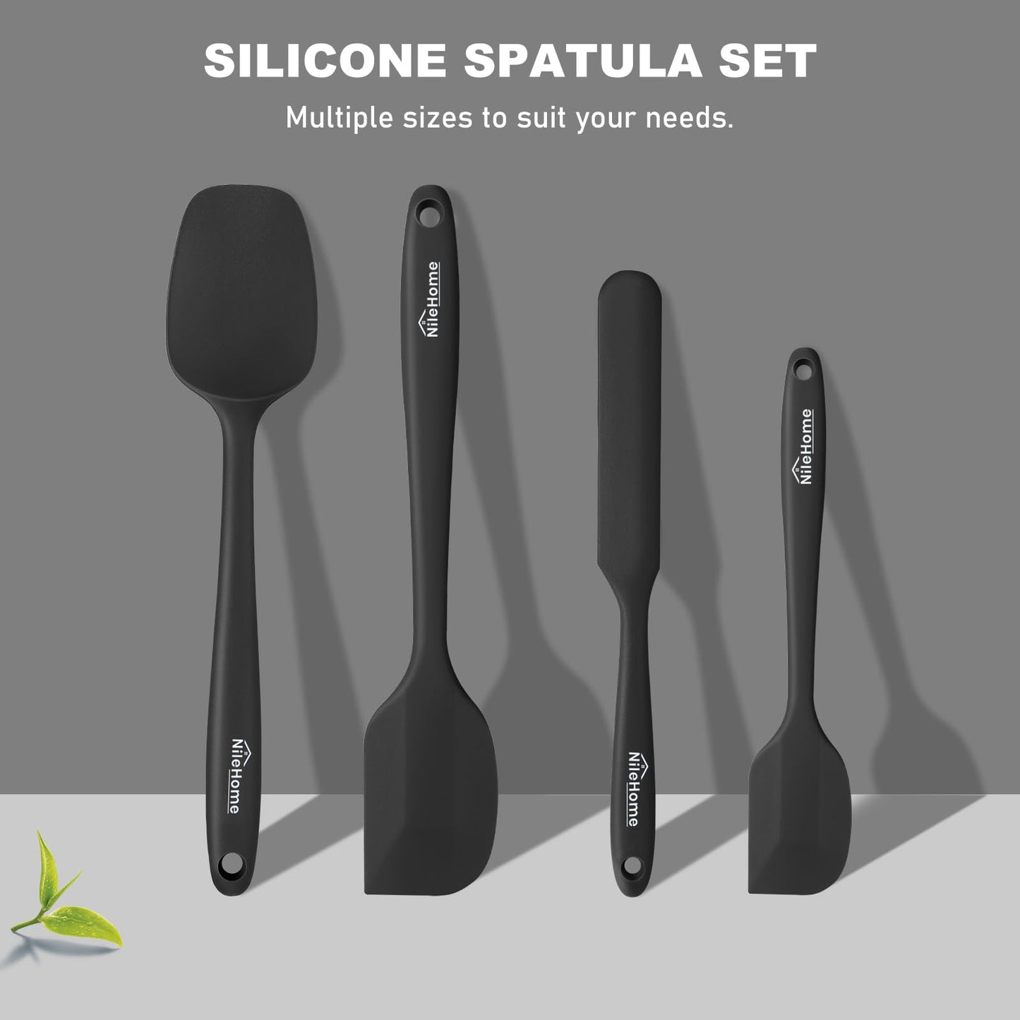 - NileHome Silicone Spatula Set | Cooking/Baking Utensil Set of 4 | Black -