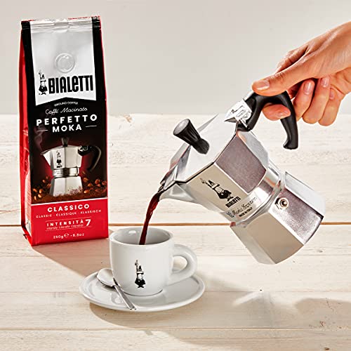 Bialetti Moka Express Caffettiera in Alluminio, 6 Cups, Acciaio Inossidabile, Argento,270 milliliters, Silver