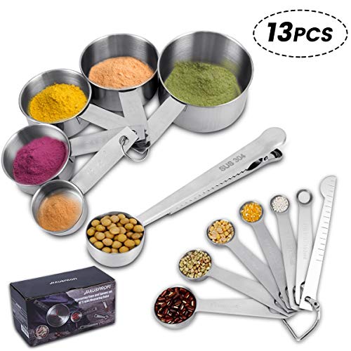 - HAUSPROFI | 13 Piece Stainless Steel Measuring Cups and Spoons Set -