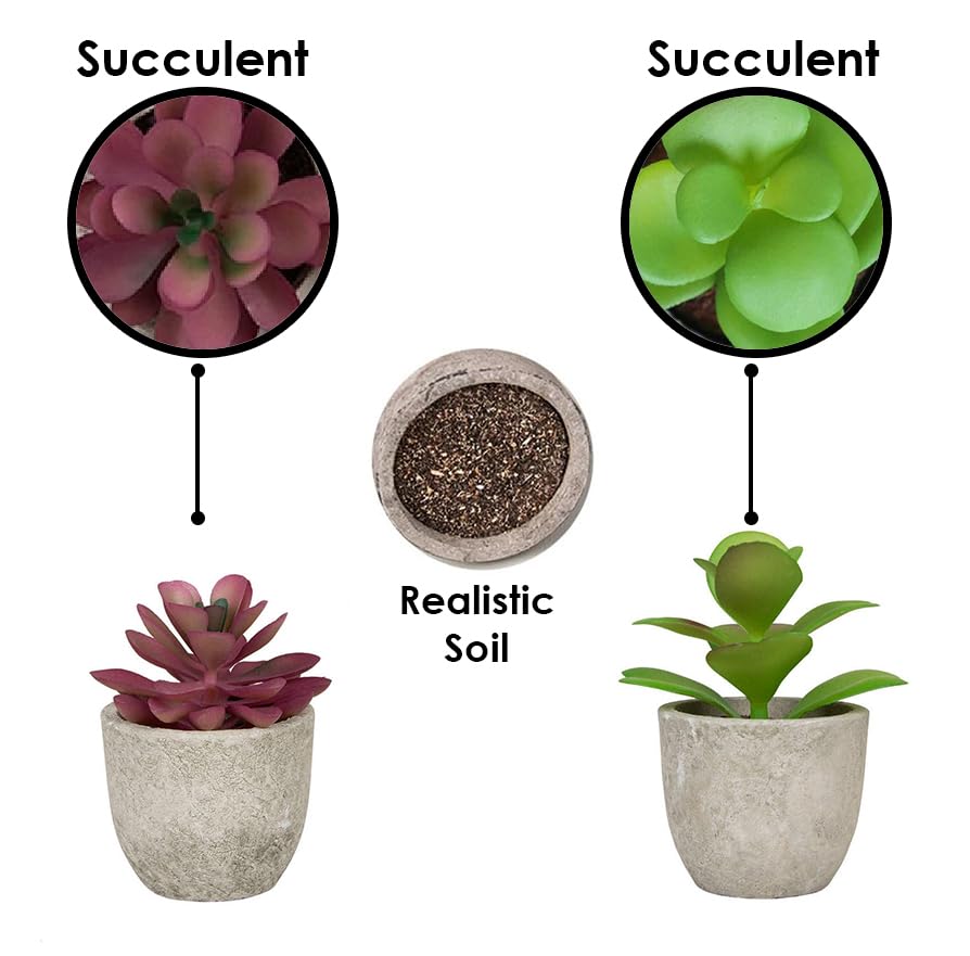 AlMuflihoon Set of 4 Artificial Plants Potted Fake Mini Faux Plant Foliage Eucalyptus Rosemary Succulents for Room Decor Home Kitchen Garden Office Indoor and Outdoor Decoration