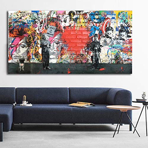 Banksy Canvas Wall Art Abstract Graffiti Street Art Canvas Wall Art Pictures Prints for Living Room Office Home Decoration