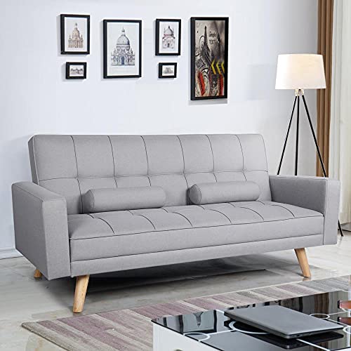 - Yaheetech Modern Fabric Sofa Bed, 3 Seater Click Clack Sofa Settee & Recliner.