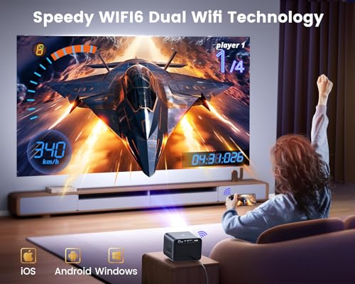 - Projector【Official Netflix & Dolby Audio】| 26000 Lumen Auto Focus & Keystone Smart Projector | WiFi 6 Bluetooth FHD 1080P Portable Projector -