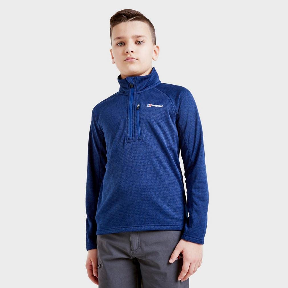 Berghaus Grid Kids' Fleece Top with Half-zip Fastening, Kids' Midlayer Fleece, Kids' Hiking & Outdoor Recreation (13 Years, Blue)