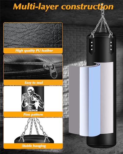 - Punch Bag Hanging Set, Boxing Bag with A Full Range of Accessories | Kickboxing Fitness & Boxing -