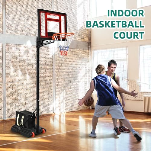- YITAHOME Basketball Backboard Hoop Net Set, 105-260CM Height Adjustable Basketball Stand with Wheels