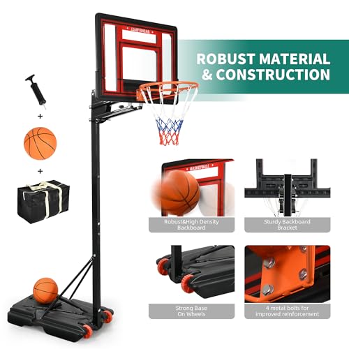 - YITAHOME Basketball Backboard Hoop Net Set, 105-260CM Height Adjustable Basketball Stand with Wheels