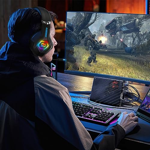 - Gaming Headset | Stereo Surround Sound | Gaming Headphones with Breathing RGB Light & Adjustable Mic -