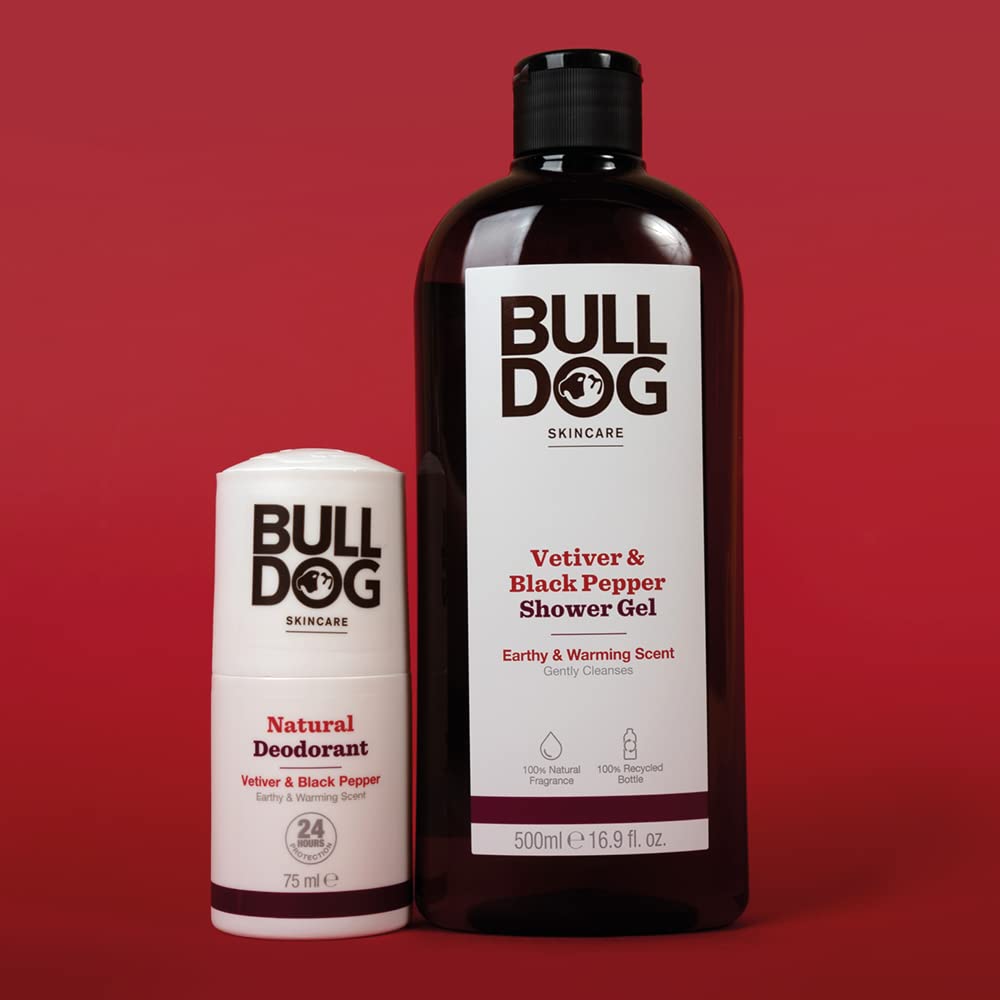 BULLDOG SKINCARE - Black Pepper and Vetiver Shower Gel |Earthy and Warming Scent | 500 ml
