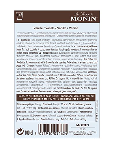 - MONIN Premium Vanilla Sugar Free Syrup | 1L | Coffee and Cocktails -