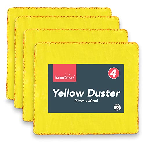 - SOL 4pk Yellow Dusters | 100% Cotton Cleaning Cloths | 50 x 40cm Lint Free Cloths -