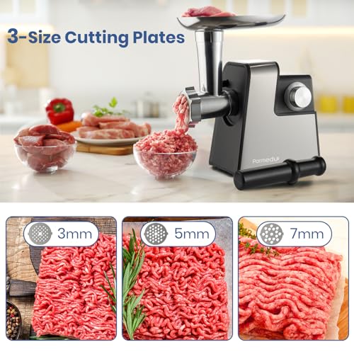 - Parmedu Electric Compact Meat Grinder for Home Use | Meat Mincer with 3 Plates -