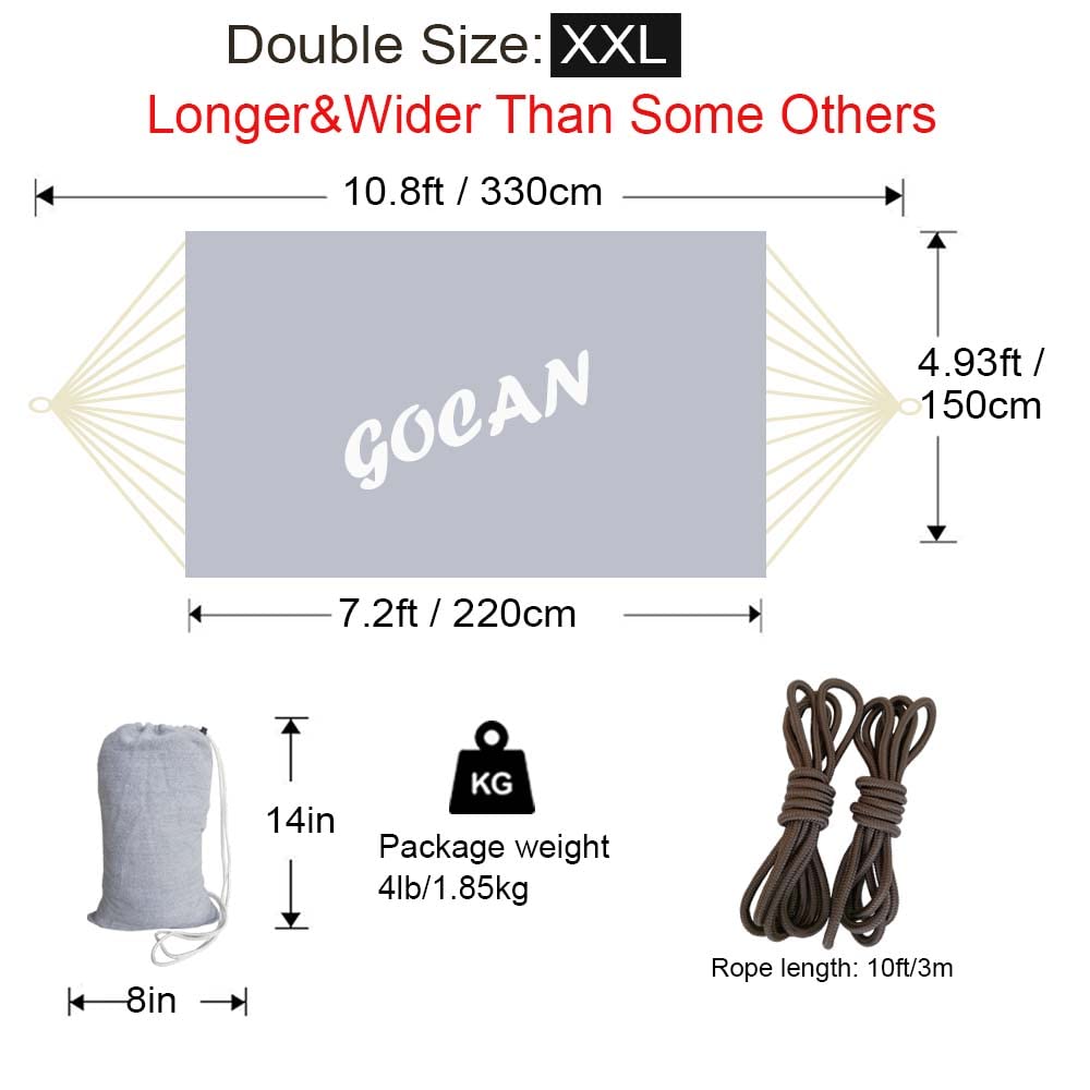 - GOCAN Brazilian Double Hammock | 2 Person Extra Large Canvas | 220x150cm Total Length -