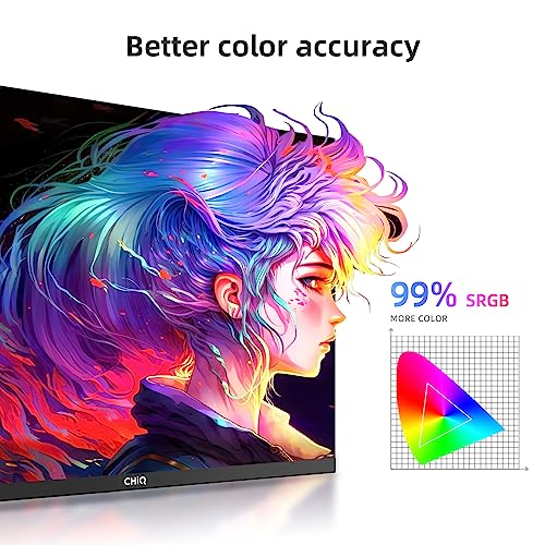CHiQ 24F650, 24 Inch Monitor, FHD(1920x1080) PC Monitor, 75Hz, Ultra Slim, AMD FreeSync, 99% sRGB, HDMI&DP, VGA, USB, 2023 New