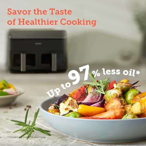 COSORI Dual Air Fryer, 8.5L Family Capacity, 8-In-1, Sync Cook & Finish, 2 Non-Stick Drawers with Visible Window, 2 Accessories, Energy Saving, 50+ Online Recipes, Dishwasher Safe, 35โ to 230โ