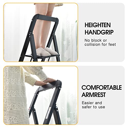 - KINGRACK 2 Step Ladder With Handrail | Non-Slip Household Ladder With Folding Safety -