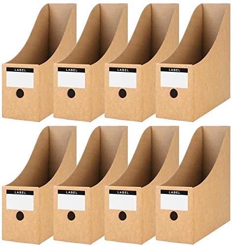 - Koogel 8 PCS Magazine Files Holder | Cardboard Magazine Rack | Labels | A4 File Organiser Box -