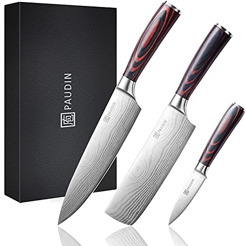 - PAUDIN Chef Knife Set of 3 | Sharp Knife Set |  High Carbon Stainless Steel Japanese Knife Set -