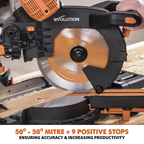 - Evolution Power Tools R255SMS-DB+ Double Bevel Sliding Mitre Saw -