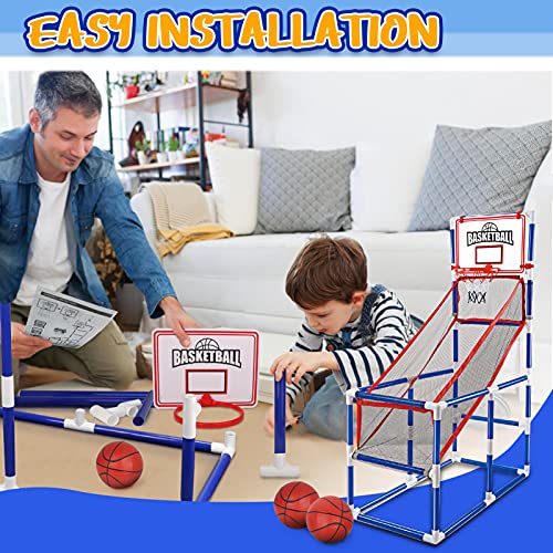 - Sanlebi Basketball Hoop and Stand for Kids | Mini Basketball Net and Pumps -