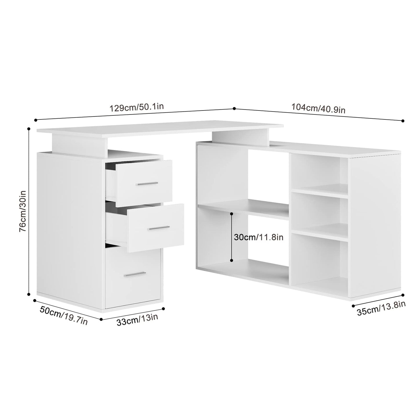 - FirFurd Corner Desk L Shaped Desk | Computer Desk With Drawers -