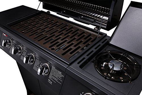 CosmoGrill Original 5 Gas Burner 4+1 Garden Grill, Steel Warming Rack, Side-Burner, Storage & Built-in Temperature Gauge for Home Garden Party Outdoor Cooking