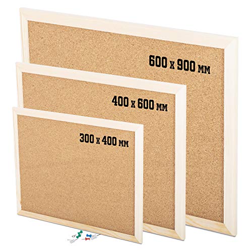 - KAV - Cork Notice Board | Office Memo Board | 6 Push Pins -
