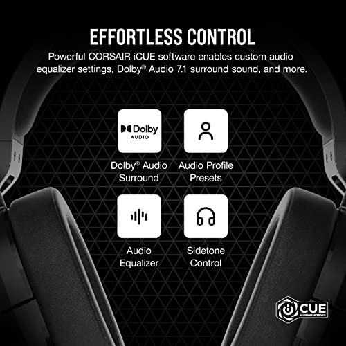 CORSAIR HS55 SURROUND Lightweight Multiplatform Wired Gaming Headset – Dolby 7.1 Surround Sound – iCUE Compatible – PC, Mac, PS5, PS4, Xbox, Nintendo Switch, Mobile – Carbon