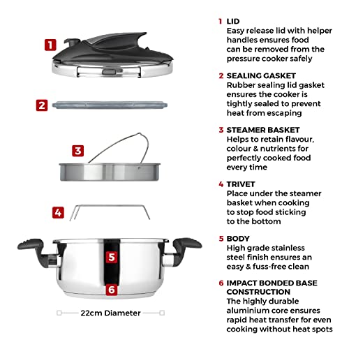 - Tower T920003 One-Touch Ultima | Pressure Cooker | Detachable 60-Minute Time -