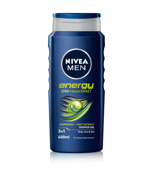 - NIVEA MEN Shower Gel Energy | (6 x 400ml) | Energizing Body Wash with Mint Extract -
