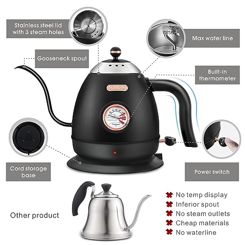 - Electric Gooseneck Kettle | Pour Over Coffee Kettle | 100% Stainless Steel -